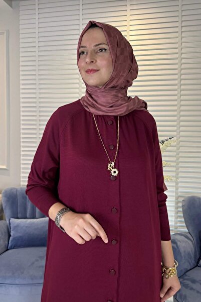Rabia Şamlı Ferace Knitwear Cardigan Burgundy