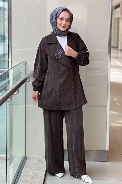 Nuss Double-Breasted Collar Double Row Snap Fastener Jacket Pants Set