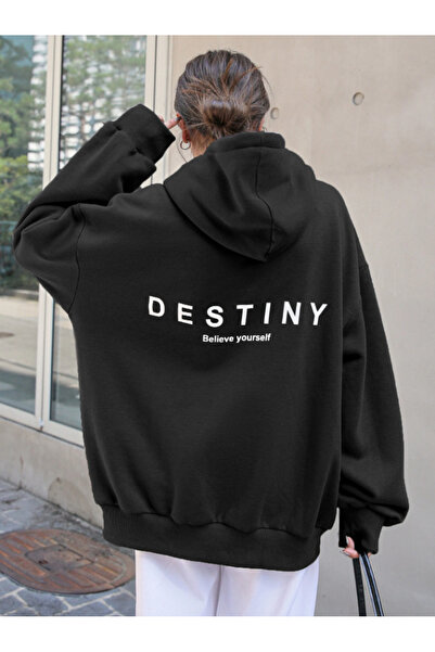 Framgan هودي قطني بطباعة DESTINY للجنسين بتصميم Y2k للنساء/الرجال