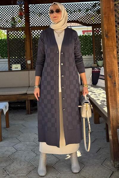 Rabia Şamlı Πλεκτό Ζακέτα με σχέδιο πουλόβερ Ανθρακί