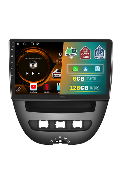 MaxTech Navigatie Peugeot 107, Citroen C1, Toyota Aygo ( 2005 - 2014 ) dedicata, 6 GB Ram 128 GB Rom