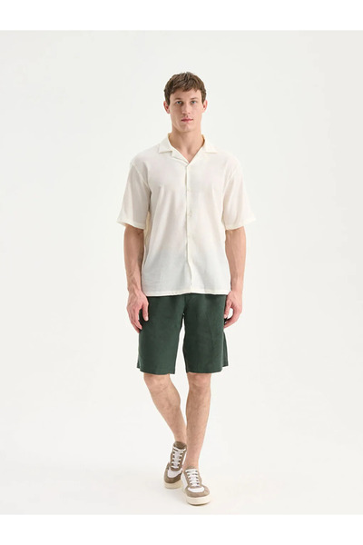 LC Waikiki Cămașă texturată pentru bărbați cu mânecă scurtă LCW Vision Ecru R...