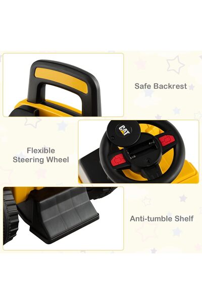 ALBADER سيارة دفع جرافة للأطفال مع ذراع متحرك ومقعد مريح مع مسند ظهر وتخزين مخفي