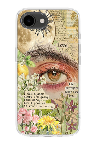 moonset Iphone 16E Uyumlu Göz Tasarımlı Baskılı Şeffaf Telefon Kılıfı