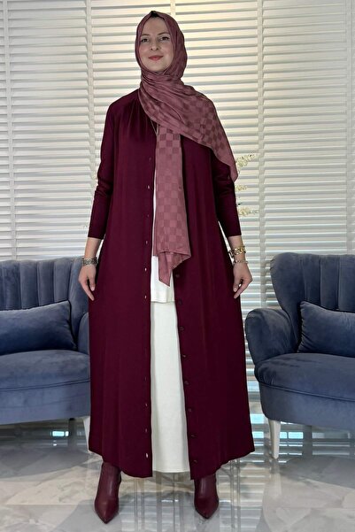 Rabia Şamlı Ferace Knitwear Cardigan Burgundy