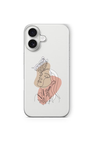 Multitronic حافظة شفافة مطبوعة بتصميم Face Line Art متوافقة مع هاتف iPhone 17