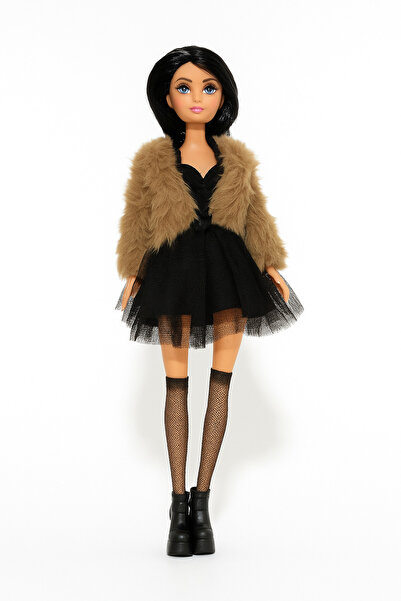 IPKA STORE Good Girl Kürk Ceketli Moda Oyuncak Bebek – 29 cm Elbiseli Bebek T...