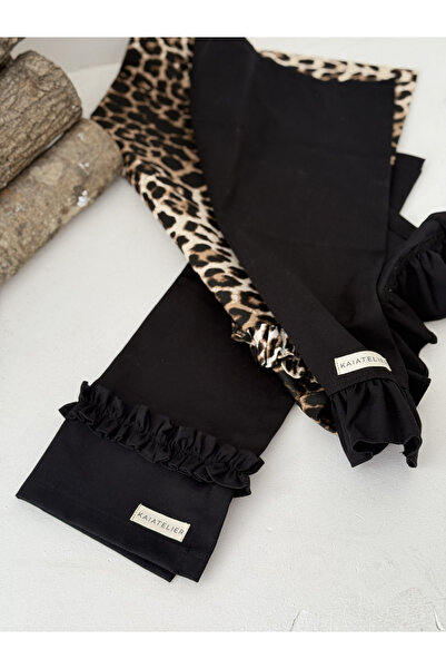 KaiAtelier 3Lü Lune X Leopard Keten Fırfırlı Kurulama Bezi