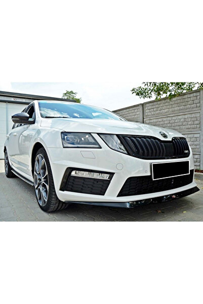 AkmTuning Skoda Octavia Mk3 VRS Ön Lip Parlak Siyah Plastik Ön Ek Karlık 2013 2014 2015 2016 2017