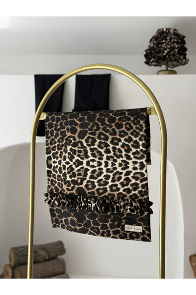 KaiAtelier Leopard Keten Fırfırlı Kurulama Bezi