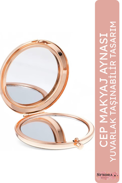 Sunora Beauty Cep Makyaj Aynası Yuvarlak Çanta İçi Büyüteçli Ayna Hediyelik P...