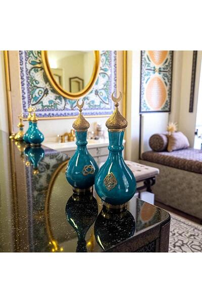 FREFLY Bakır hilal kapaklı ile el Emeği 53cm Turkuaz Büyük Boy Üzerindeki öze...
