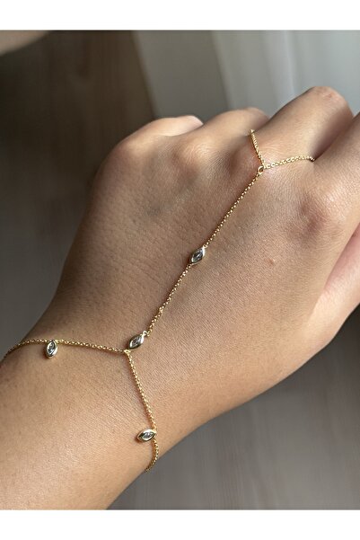 Vola Collection Steel Gold Color Drop Stone Elegant Shahmeran