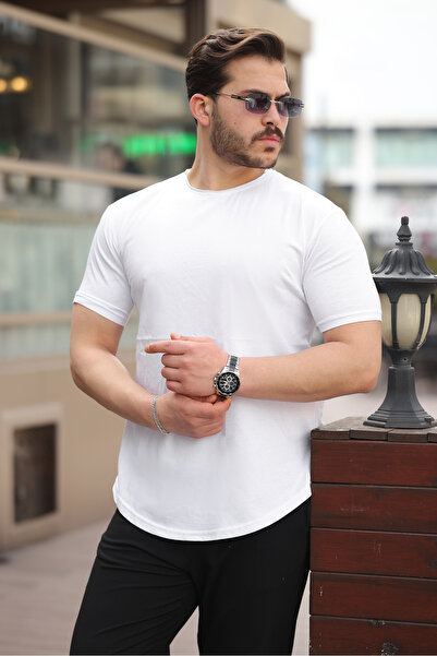 brozzi men Guler alb unisex cu fantă bumbac 100% simplu tricou