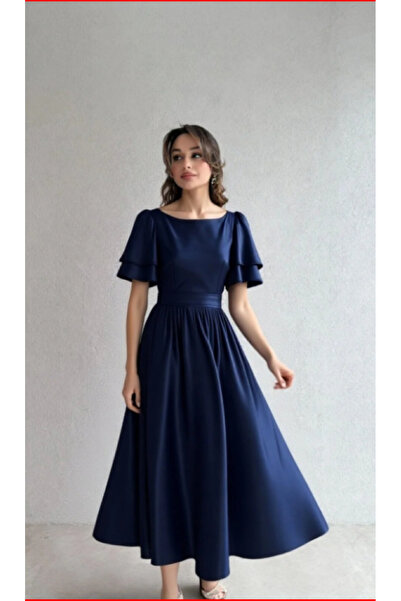 MOODMODA Lisa Kadın Saten Abiye Lacıvert