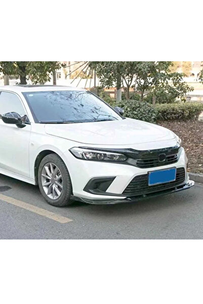 Genel Markalar Honda Civic FE 3 Parça Ön Lip Parlak Siyah Plastik Ön Ek Karlı...