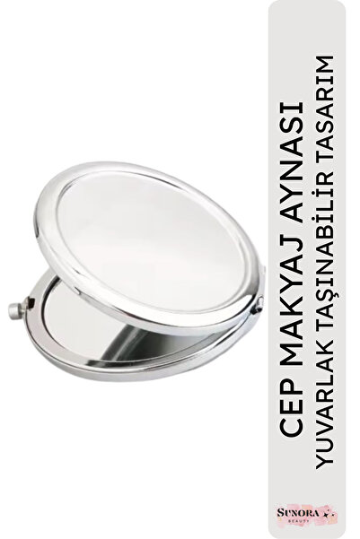 Sunora Beauty Cep Makyaj Aynası Yuvarlak Çanta İçi Büyüteçli Ayna Hediyelik P...