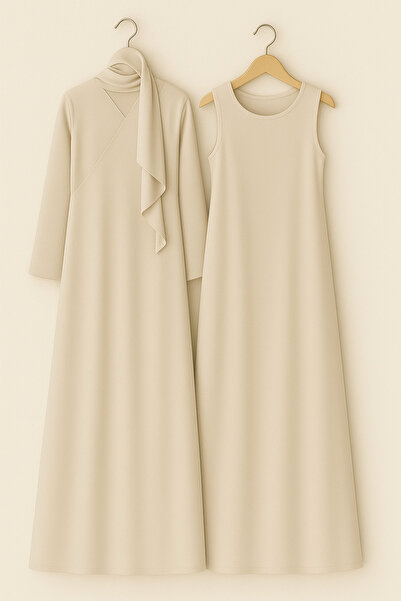 Misue Handmade Namaz Elbisesi ve İç Elbise Takımı, 3lü Set Mevlüt Elbisesi, Tesettür Sabahlık Seti, Şal Hediyeli