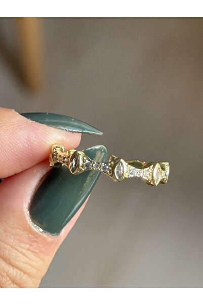 Vola Collection خاتم نسائي أنيق من الذهب قابل للتعديل مع حجر قطرة الماء الفولاذي