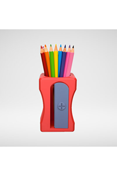 Three Dittle Birds Червен калъф за моливи във формата на острилка - органайзе...