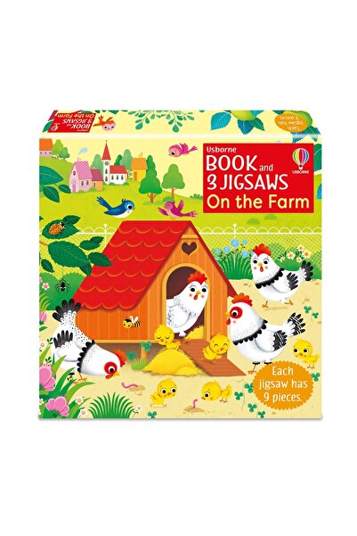 Usborne Publishing Комплект пъзел и книга - Книга и 3 пъзела във фермата, Ъсбърн