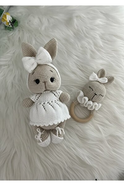 Zey's Amigurumi Amigurumi Beyaz Tavşan Uyku Arkadaşı Ve Çıngırak
