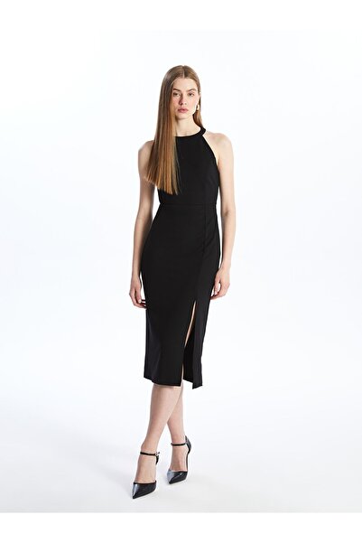 LC Waikiki LCW Vision YENİ SEZON Kadın Halter Yaka Düz Abiye Elbise