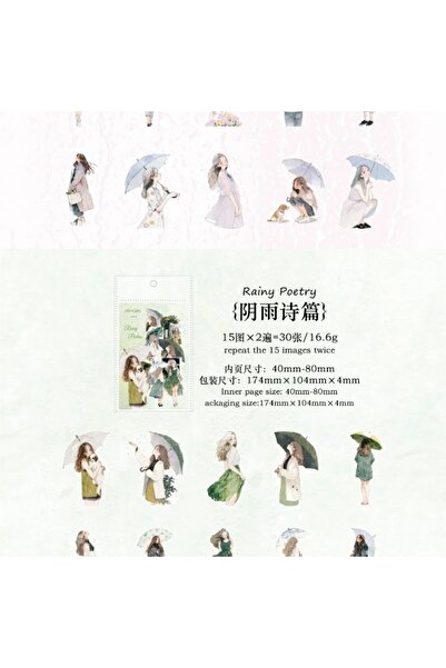 İthal O5-30 bucăți umbrelă fetiță autocolant PET - Culoare: Albastru