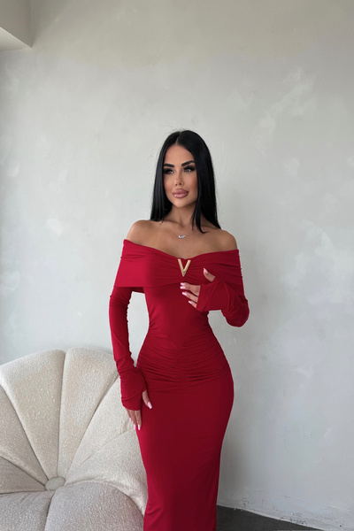 kamacibutik Φόρεμα με λεπτομέρεια στο στήθος με γιακά Madonna