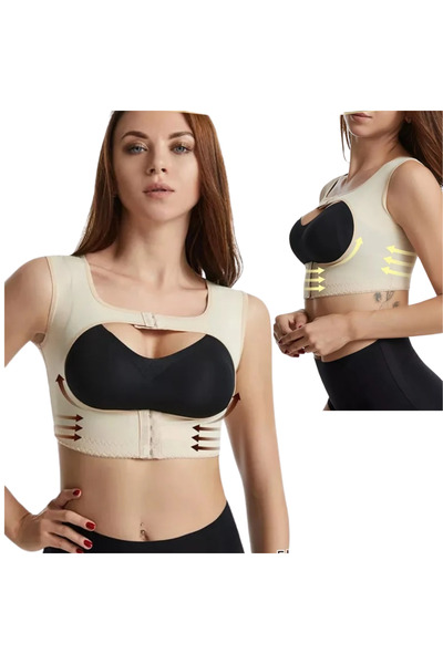 Fstyle مشد الظهر والصدر بدون أكمام مصحح وضع الظهر مع دعم الصدر ثلاثي الأبعاد لمنع الترهل وتخفيف آلام الظهر