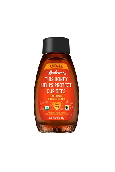 Wholesome عسل عضوي، نقي 100%، تجارة عادلة، زجاجة سعة 24 أونصة
