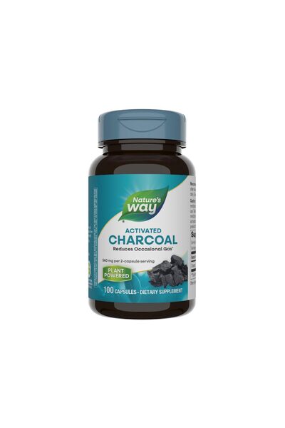 Nature's Way الفحم النشط، 560 ملغ لكل حصة، 100 كبسولة