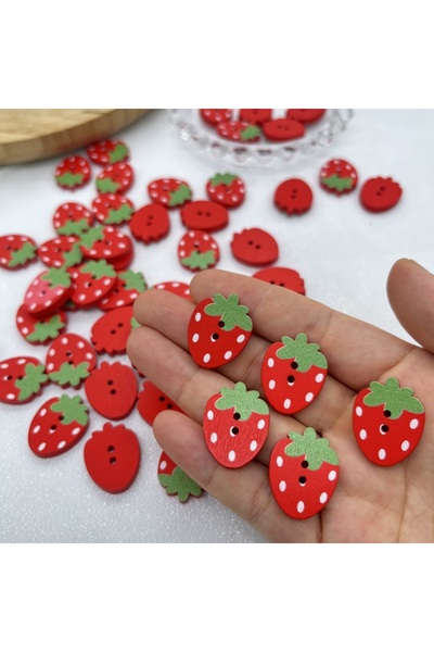 choice2 10PCS Red 10/50PCS Sewing Strawberry wooden button Supplies Sew On pi...