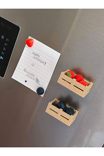 GreenWay3D Meyve Kasası Buzdolabı Magneti mıknatıslı (1 ADET KASA VE 5 ADET K...
