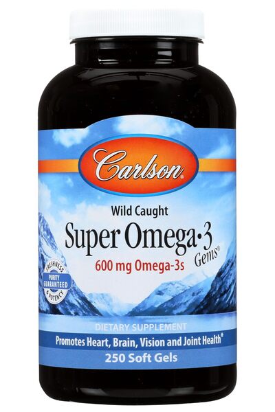 Carlson Super Omega-3 Gems, 1200 mg EPA & DHA, Wild Caught Norwegian Fish Oil, 100 Softgels