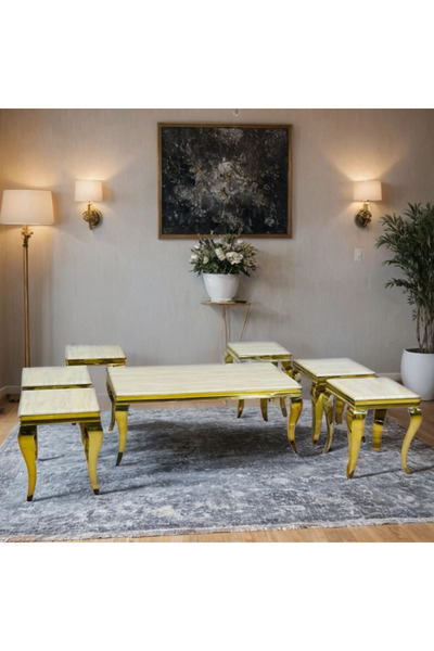 Tasamem Dafia 7-piece marble table set