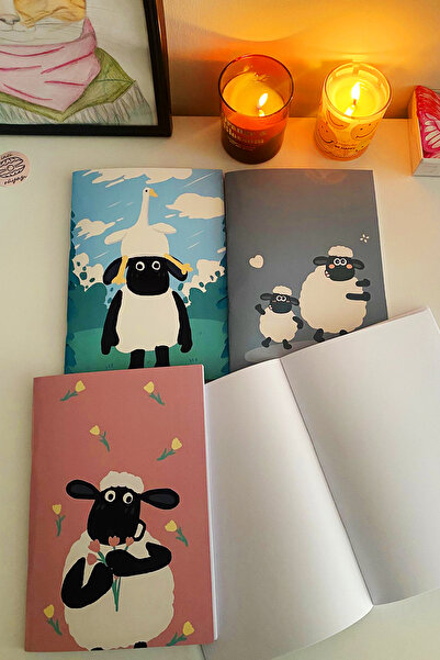 İnci Rüyası Hediyelik 4-Piece Stapled Notebook with Shaun the Sheep Design - Unlined, A5, Notepad, 30 Sheets