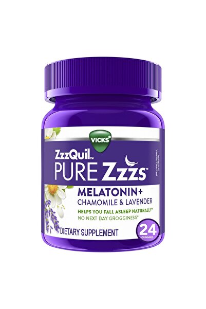 Zzzquil PURE Zzzs 2mg Melatonin Gummies with Chamomile & Lavender, Wildberry Vanilla, 24ct