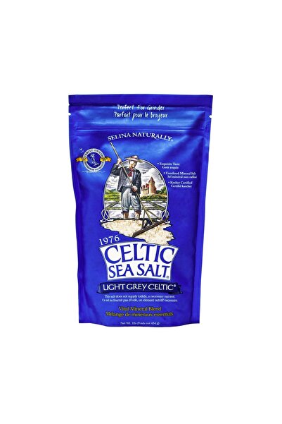 CELTIC SEA SALT رمادي فاتح - كيس قابل لإعادة الإغلاق، 1 رطل، خالٍ من المواد ا...