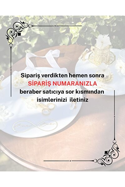 Cyz Home Yuvarlak Beyaz İnci söz nişan tepsi seti, incili damat kahve tepsisi incili söz- Nişan kurdelesi