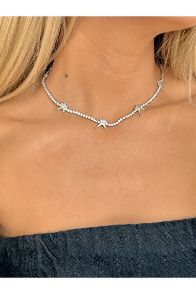 YOUES JEWELRY قلادة من الفولاذ على شكل مسار مائي غير دوار مع حجر الزركون