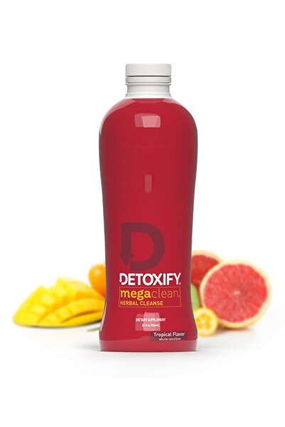 Detoxify Mega Clean Herbal Cleanse Tropical 32 oz - Detox with Milk Thistle, Ginseng & Guarana