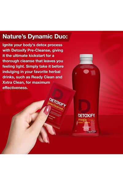 Detoxify Mega Clean Herbal Cleanse Tropical 32 oz - Detox with Milk Thistle, Ginseng & Guarana