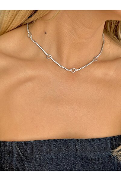 YOUES JEWELRY ÇELİK DÖNMEYEN SU YOLU KOLYE ZİRKON TAŞLI CHOKER