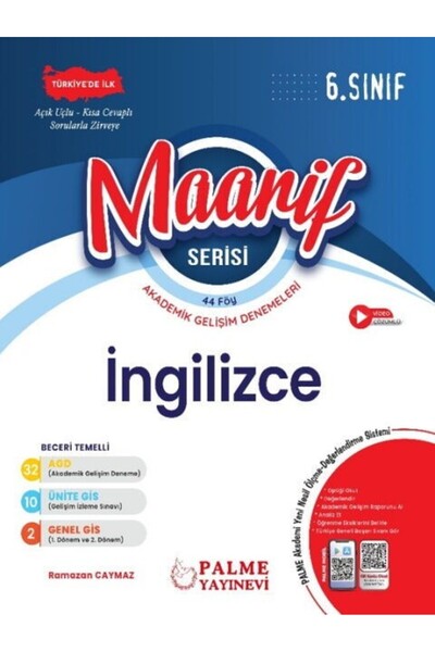 Ankara Kitap Merkezi 6. Sınıf Maarif Serisi İngilizce Haftalık Deneme Palme Y...