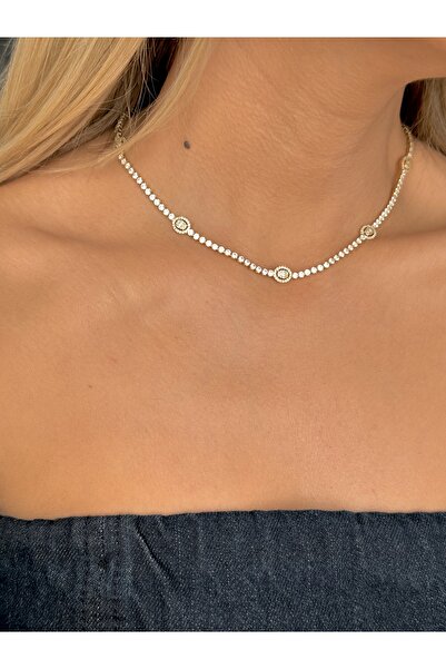 YOUES JEWELRY قلادة من الفولاذ على شكل مسار مائي غير دوار مع حجر الزركون