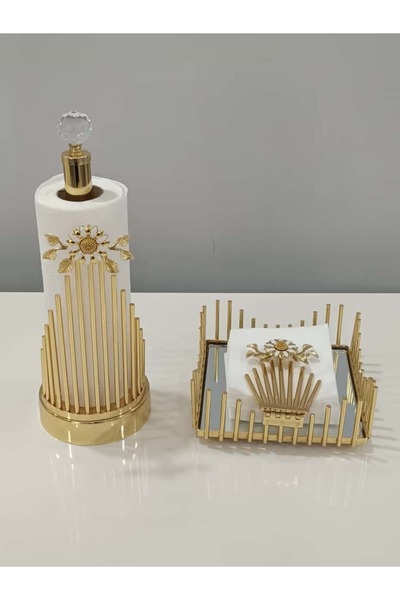 PARILTI HOME COLLECTİON طقم حامل مناديل ورقية وحامل مناديل على شكل زهرة الأقحوان