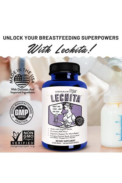 Legendairy Milk Lechita Organic Fennel & Anise Breastfeeding Supplement, 180 Vegan Capsules, USA Made