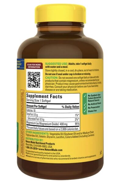 Nature Made Extra Strength Magnesium 400 mg., 180 Softgels