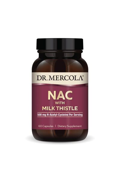 Dr Mercola NAC مع شوك الحليب - 500 ملغ N-أسيتيل سيستين - 60 كبسولة